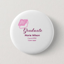 Graduierte rosa Glitzer Graduierung Oberteil Name  Button