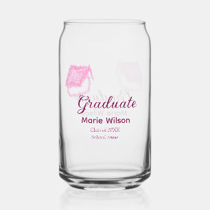 Graduierte rosa Glitzer Graduierung Oberteil Name  Dosenglas