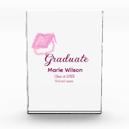 Graduierte rosa Glitzer Graduierung Oberteil Name  Fotoblock