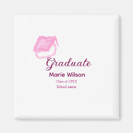 Graduierte rosa Glitzer Graduierung Oberteil Name  Magnet