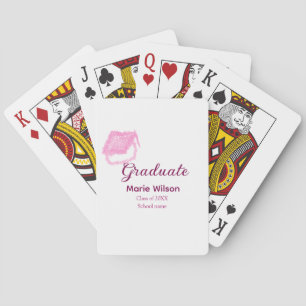 Graduierte rosa Glitzer Graduierung Oberteil Name Spielkarten