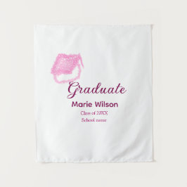 Graduierte rosa Glitzer Graduierung Oberteil Name  Wandteppich