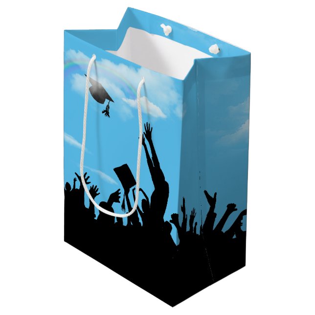 Graduierte Silhouette mit Regenbogen Mittlere Geschenktüte (Vorderseite Schrägansicht)