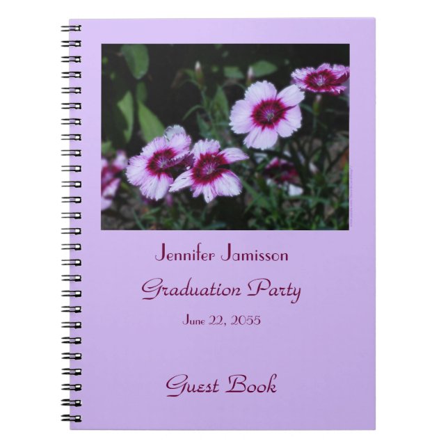 Graduiertenbuch, Purple Flowers Spirale Notizblock (Vorderseite)