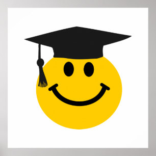 Graduiertengesicht mit Abschluss-Hut Poster