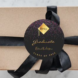 Graduiertengruppe Graduierte lila schwarze Runder Aufkleber