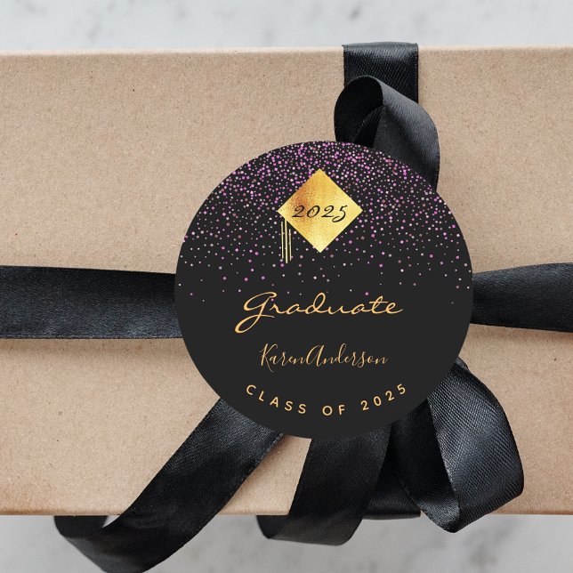 Graduiertengruppe Graduierte lila schwarze Runder Aufkleber (Von Creator hochgeladen)