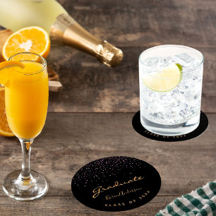 Graduiertengruppe Graduiertengold lila Runder Pappuntersetzer