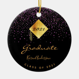 Graduiertengruppe Graduiertenschwarz lila Gold Keramik Ornament