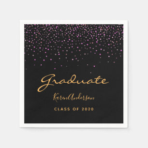 Graduiertengruppe Graduiertenschwarz lila Gold Serviette