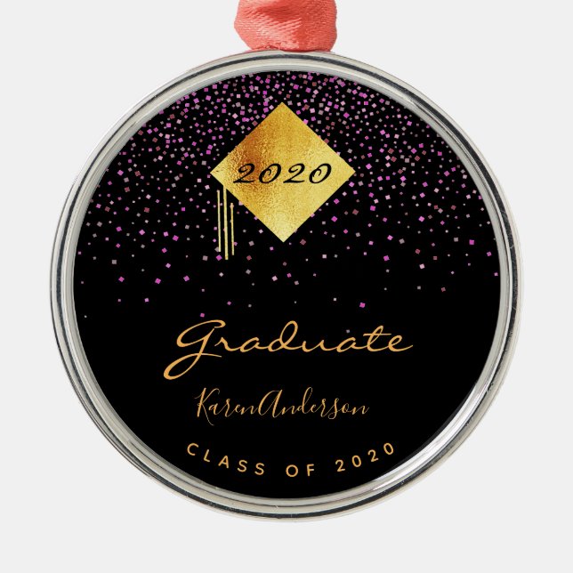 Graduiertengruppe schwarz lila 2025 ornament aus metall (Vorne)