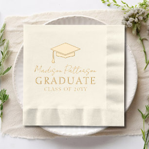 Graduiertenkap Elegant Personalisiert Name Graduat Servietten Mit Folie