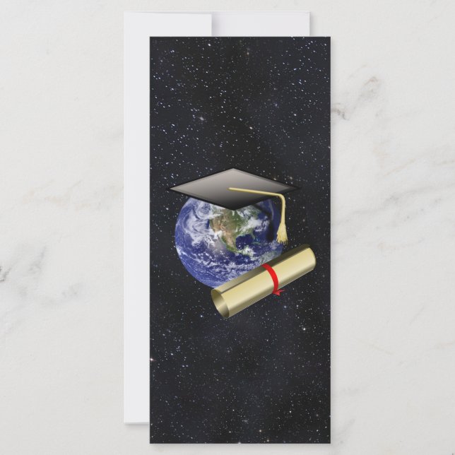 Graduiertenkap, Erde mit Diplom - Star Background (Vorderseite)