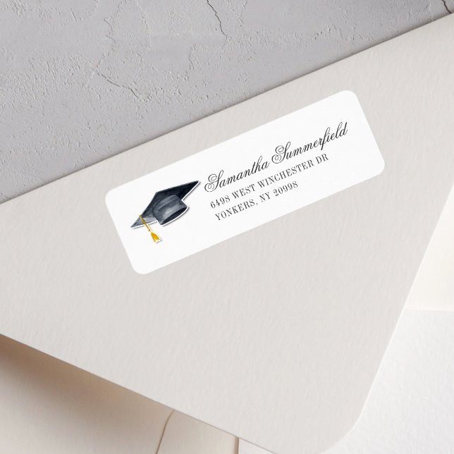 Graduiertenkap Gold Tassel-Rücksendeadresse (Graduation Cap Gold Tassel Return Address Label)