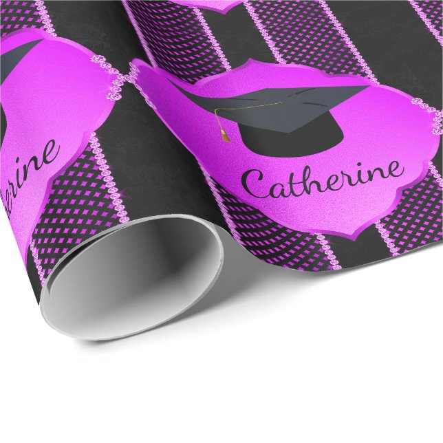 Graduiertenkap Imitate Kristall Individuelle Name Geschenkpapier (Rolleneckpunkt)