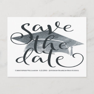 Graduiertenkap Modern Save the Date Postkarte