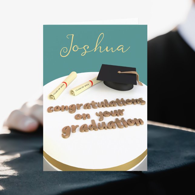 Graduiertenkap und Diploma Cake Gratulation Karte (Congratulate you graduate with this card!)