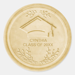 Graduiertenkappenklasse Gold Wax Siegel Runder Aufkleber