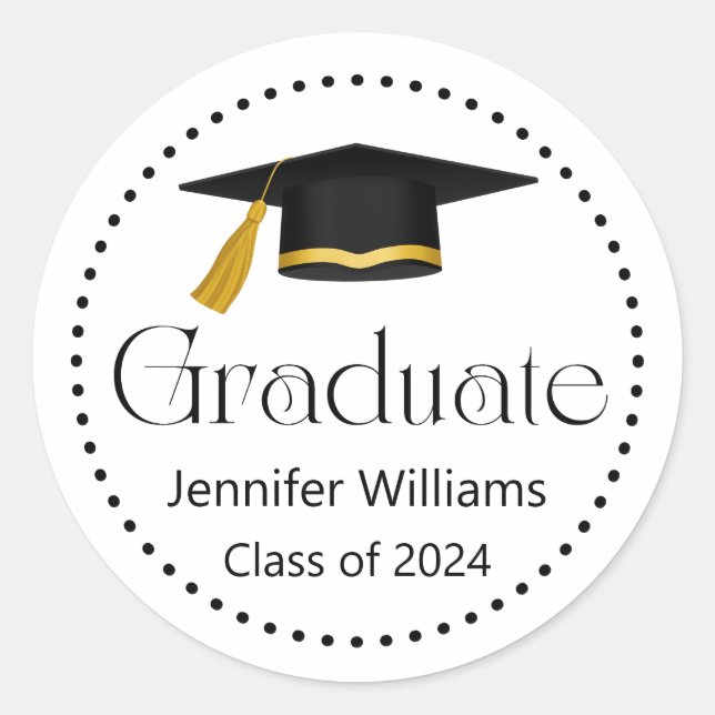 Graduiertenklasse 2024 runder aufkleber (Vorderseite)