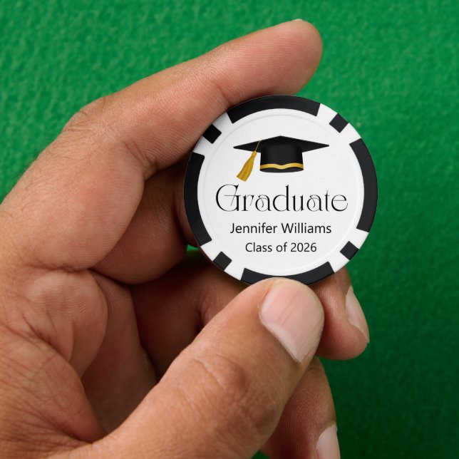 Graduiertenklasse der trendy Typografie 2024 Pokerchips (Hand)