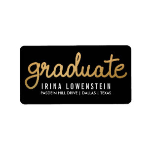 Graduiertes Imitat-Goldfolien-Typografie-Schwarzes Adressaufkleber