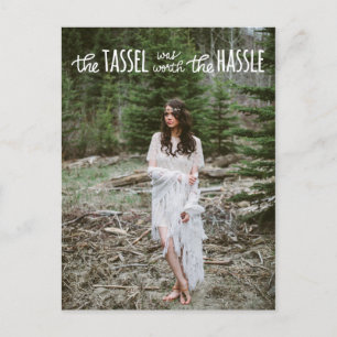 Graduiertes weißes niedliches Foto des Skript-  Ankündigungspostkarte