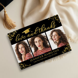 Graduierung Cap Gold Foil auf schwarzer Liebe und  Einladung