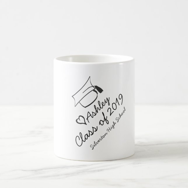 Graduierung Cap Year Name School Personalisiert Tasse (Mittel)