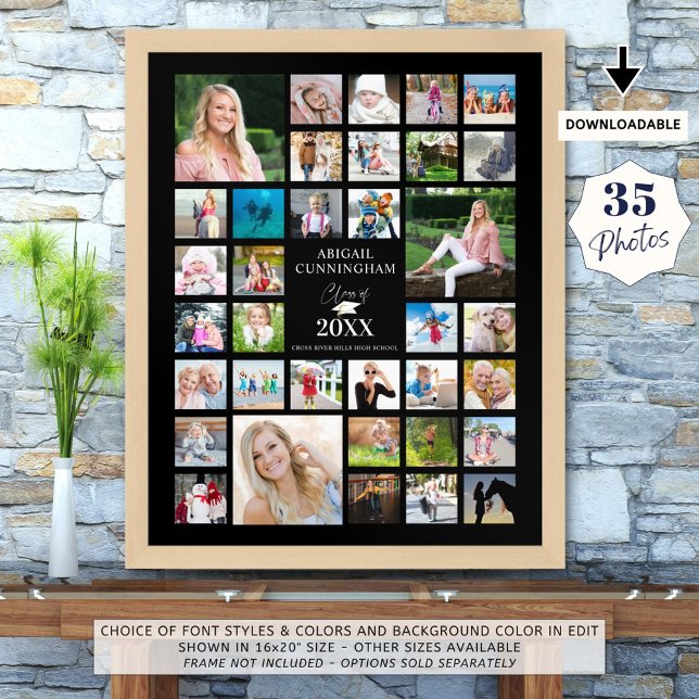 Graduierung Foto Collage CLASS OF Black Party Poster (Von Creator hochgeladen)