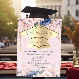 Graduierungskappe, Blume Abschluss Light Pink Einladung