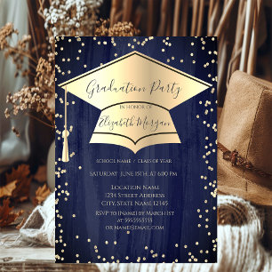 Graduierungskappe,Diamanten Rahmen Navy Blue Absch Einladung