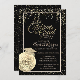 Graduierungskappe, Disco-Ball Confetti-Abschluss Einladung