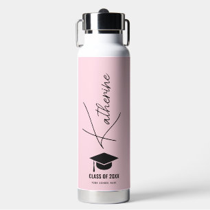 Graduierungskappe Elegante Kalligrafie Pink Custom Trinkflasche
