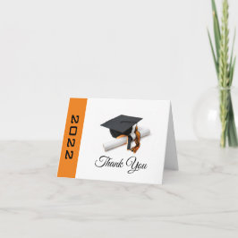 Graduierungskappe für Schwarz und Orange und Tasse Dankeskarte