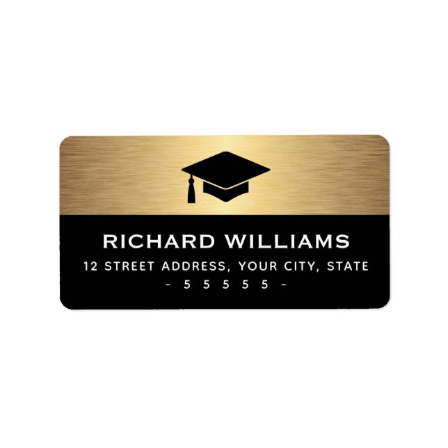 Graduierungskappe goldene Gradientenrate Rücksende Adressaufkleber (Vorne)