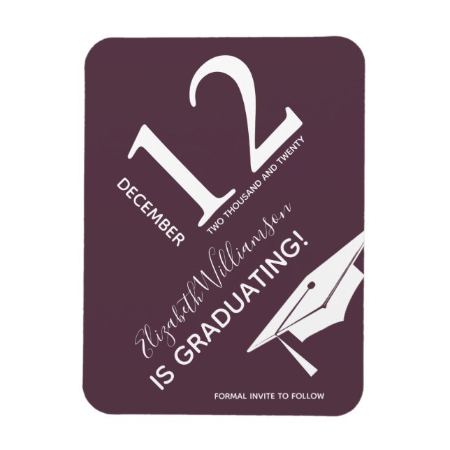 Graduierungskappe Save the Date Moderne Typografie Magnet (Vertikal)