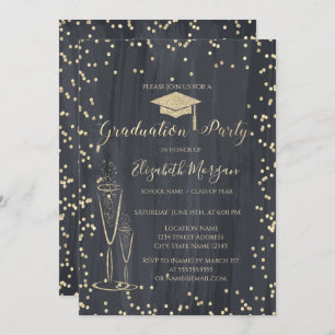 Graduierungskappe, Schwarzer Abschluss aus Glasdia Einladung