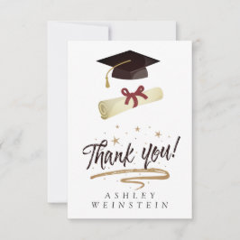 Graduierungskappe und Tassel Gold Foil Danke Karte