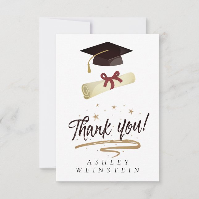 Graduierungskappe und Tassel Gold Foil Danke Karte (Vorderseite)