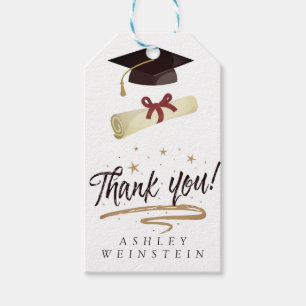 Graduierungskappe und Tassel Gold Foil Danke Karte Geschenkanhänger