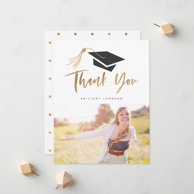 Graduierungskappe und Tassel Gold Foil Foto Ankündigung (Vorderseite/Rückseite Beispiel)