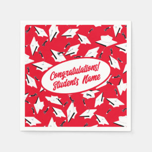 Graduierungsklammern Personalisiertes rotes und we Serviette
