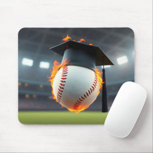 Graduierungsobergrenze auf einem flammenden Baseba Mousepad