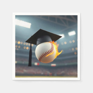 Graduierungsobergrenze auf einem flammenden Baseba Serviette