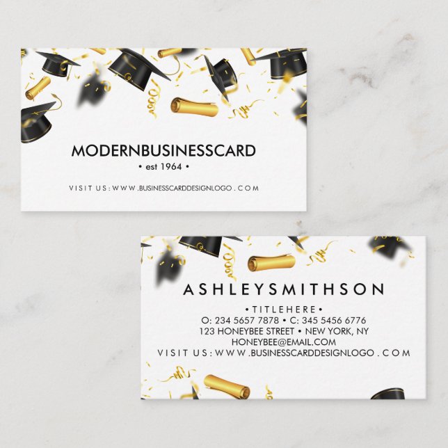 Graduierungsobergrenze Grown School Collage Visitenkarte (Vorne/Hinten)