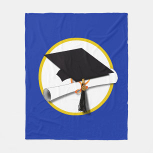 Graduierungsobergrenze mit Diplom - Dunkelblauer H Fleecedecke