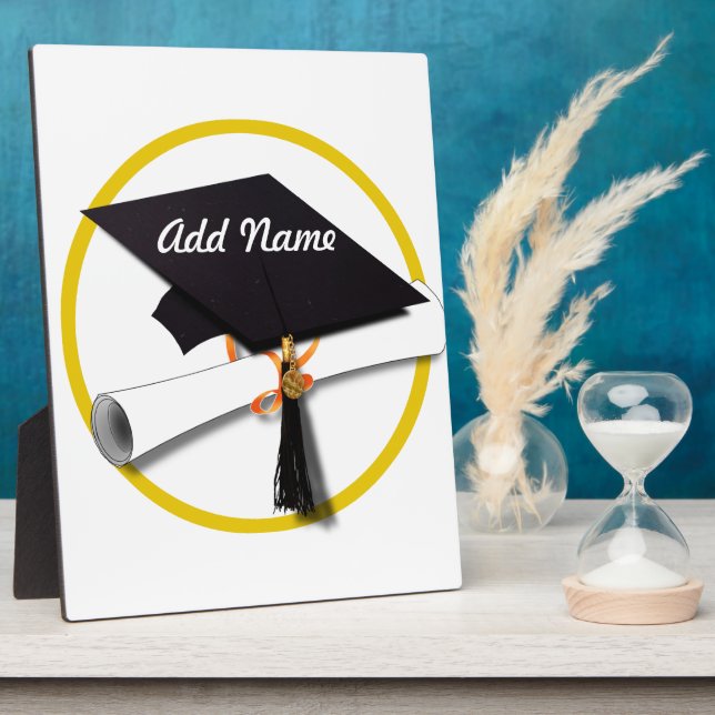 Graduierungsobergrenze mit Diplom- und Goldzirkel Fotoplatte (Seite)