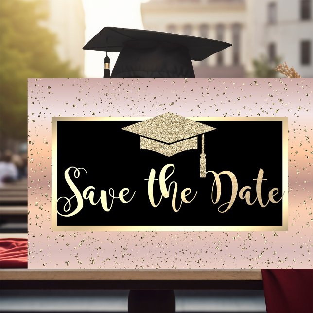Graduierungsobergrenze, Rose Gold Abschluss Save t The Date (Von Creator hochgeladen)
