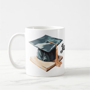 Graduierungsobergrenze und Buch Kaffeetasse