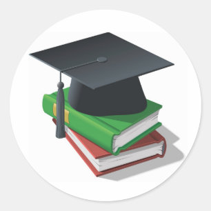 Graduierungsobergrenze und Bücher Runder Aufkleber